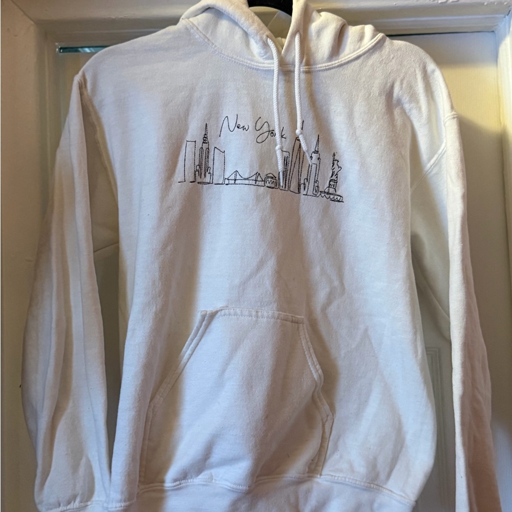 White New York Skyline Hoodie